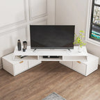 Meuble TV d'angle moderne blanc avec 2 tiroirs et étagère ouverte