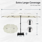 MAISON ARTS Parasol double de 4,5 m pour terrasse, grande taille, avec pied inclus
