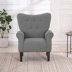 Fauteuil d'appoint moderne Erommy, fauteuil à dossier haut, canapé individuel en tissu capitonné avec pieds en bois pour salon