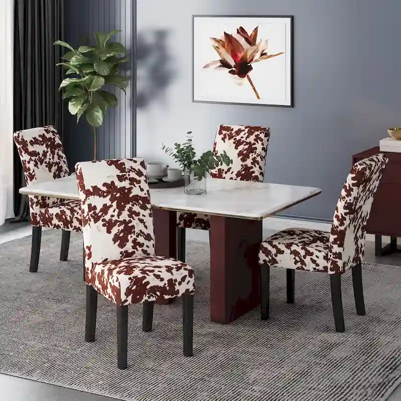 Chaises de salle à manger tapissées à motifs Pertica (lot de 4) par Christopher Knight Home