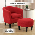 Fauteuil crapaud classique avec revêtement en tissu doux en polyester, repose-pieds inclus