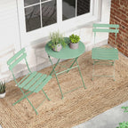 Ensemble bistro pliant 3 pièces en métal, ensemble de conversation intérieur/extérieur résistant aux intempéries pour patio, cour, jardin