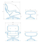Furgle Fauteuil de salon et ottoman en cuir véritable Noyer