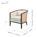 Fauteuil d'appoint en lin Tillman avec rotin