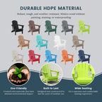 Chaise Adirondack pliante de patio d'extérieur tout temps résistante à la décoloration Polytrends Laguna