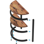 Table d'appoint demi-ronde, table d'appoint étroite en C mince avec cadre en métal
