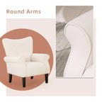 Fauteuil d'appoint moderne Erommy, fauteuil à dossier haut, canapé individuel en tissu capitonné avec pieds en bois pour salon