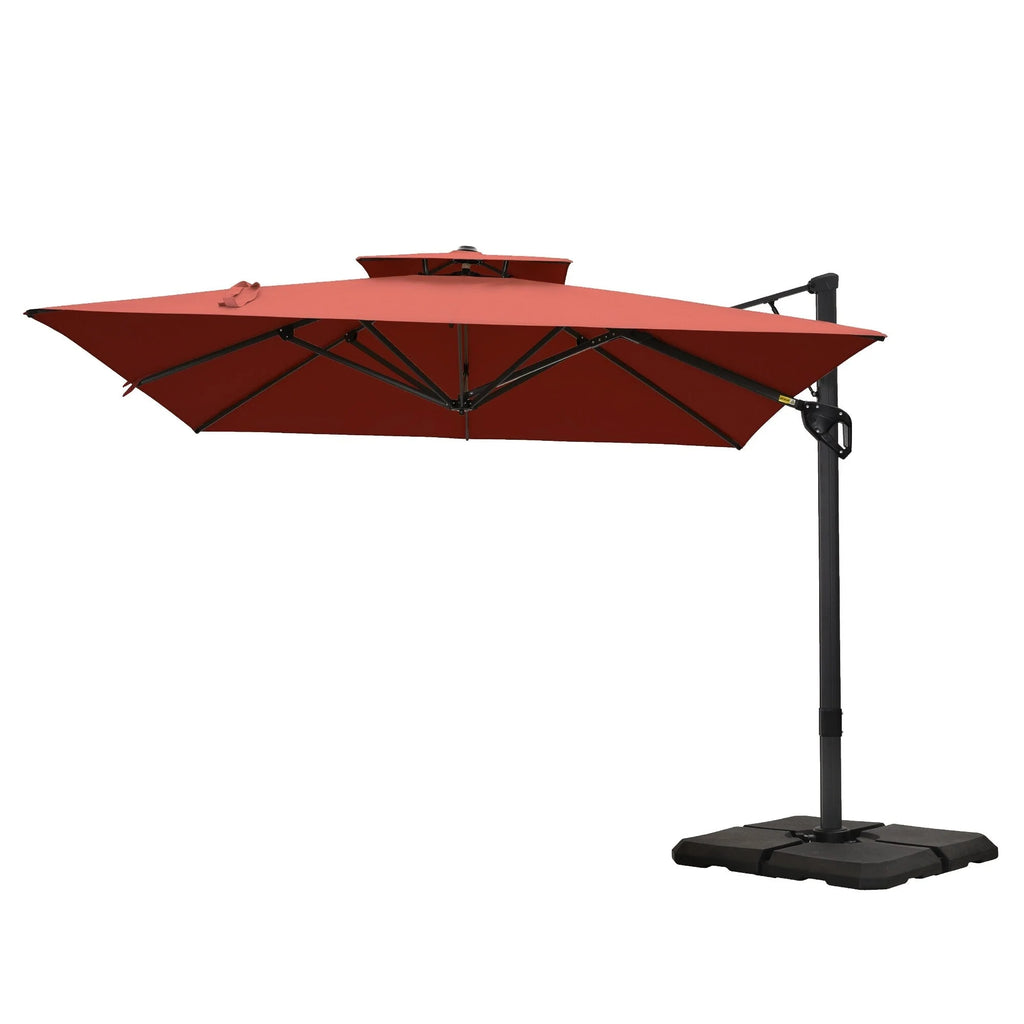 MAISON ARTS Parasol déporté hydraulique automatique 3,6 m Mât en aluminium Rotation à 360 degrés