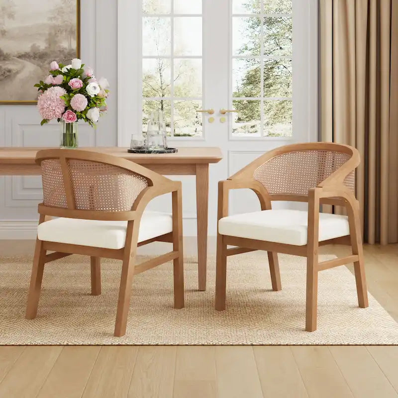 Christopher Knight Home - Chaise de salle à manger capitonnée en cannage (Lot de 2)