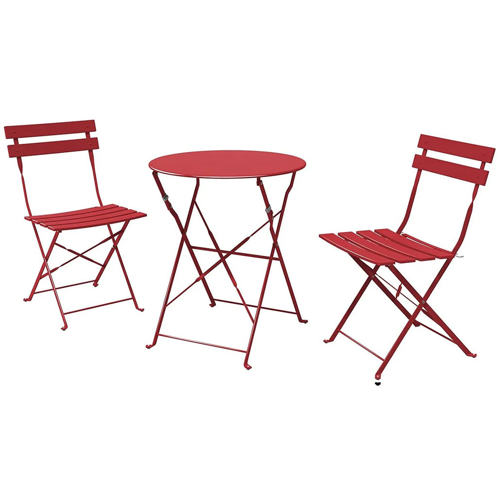 Ensemble bistro pliant 3 pièces en métal, ensemble de conversation intérieur/extérieur résistant aux intempéries pour patio, cour, jardin