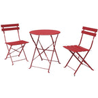 Ensemble bistro pliant 3 pièces en métal, ensemble de conversation intérieur/extérieur résistant aux intempéries pour patio, cour, jardin