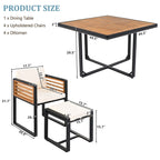 Ensemble de salle à manger de patio en bois d'acacia de 18 pièces, 8 chaises coussinées et 8 poufs et 2 tables carrées