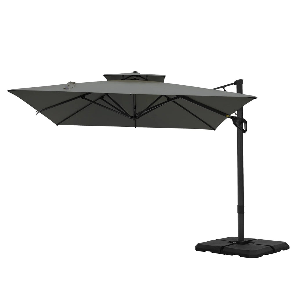 MAISON ARTS Parasol déporté hydraulique automatique 3,6 m Mât en aluminium Rotation à 360 degrés