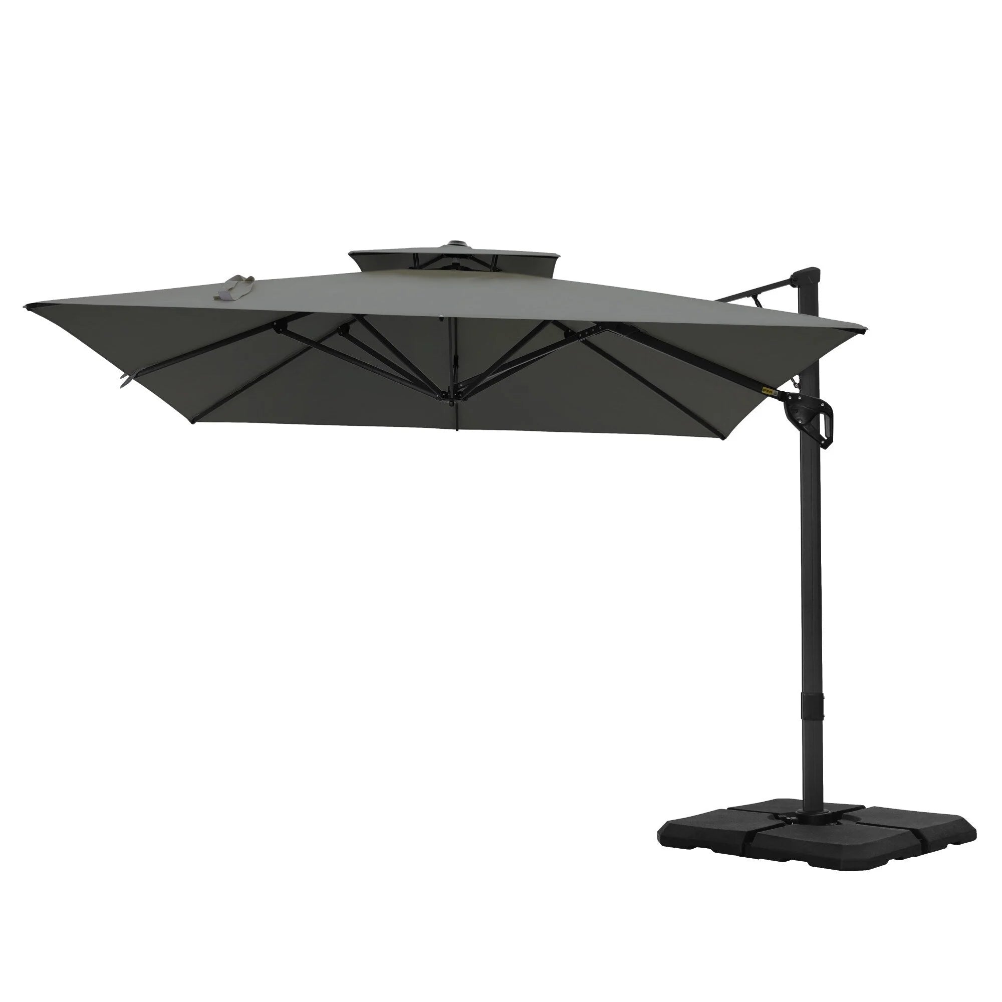 MAISON ARTS Parasol déporté hydraulique automatique 3,6 m Mât en aluminium Rotation à 360 degrés