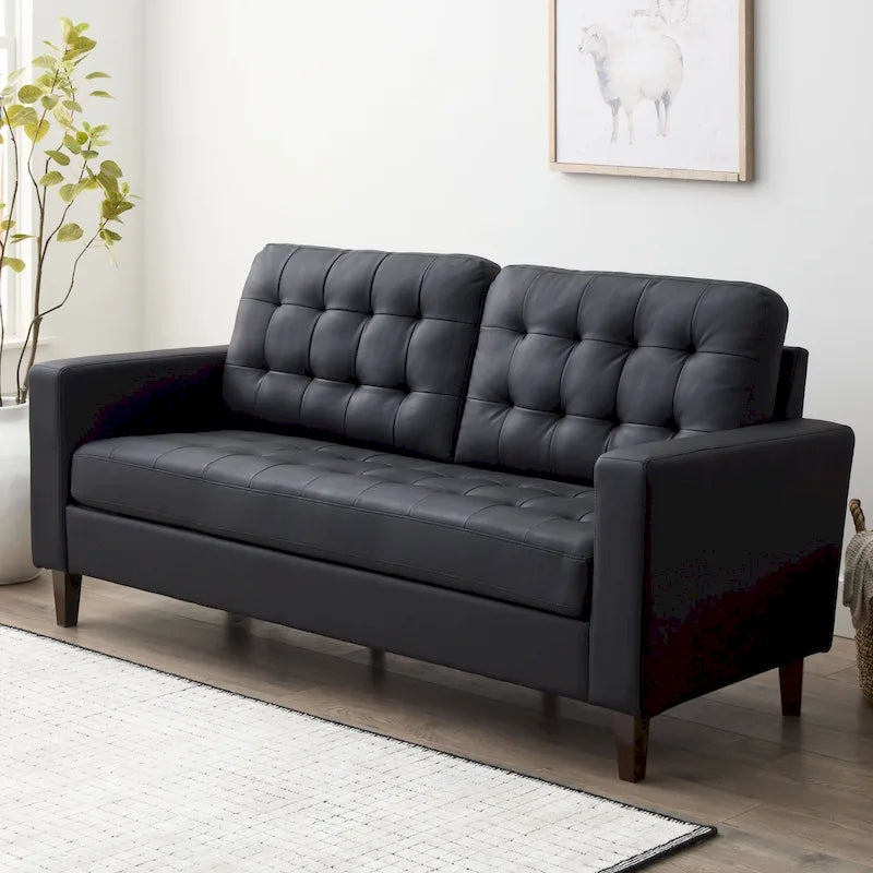 Canapé Brookside Brynn 76 po. avec accoudoirs carrés en similicuir/velours/tissu
