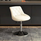 Tabouret de bar pivotant, capitonné en losanges, réglable, cuir PU noir et rouge