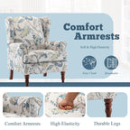 Fauteuil d'appoint moderne Erommy, fauteuil à dossier haut, canapé individuel en tissu capitonné avec pieds en bois pour salon