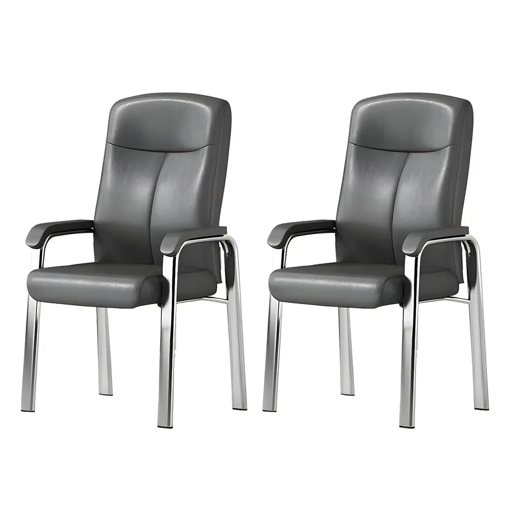 Chaise de bureau HomeyFad moderne en cuir et métal à 4 pieds avec accoudoirs