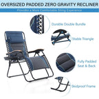 Fauteuil de relaxation zéro gravité XL surdimensionné et rembourré, avec accoudoirs plus larges, inclinable et porte-gobelet - N/A