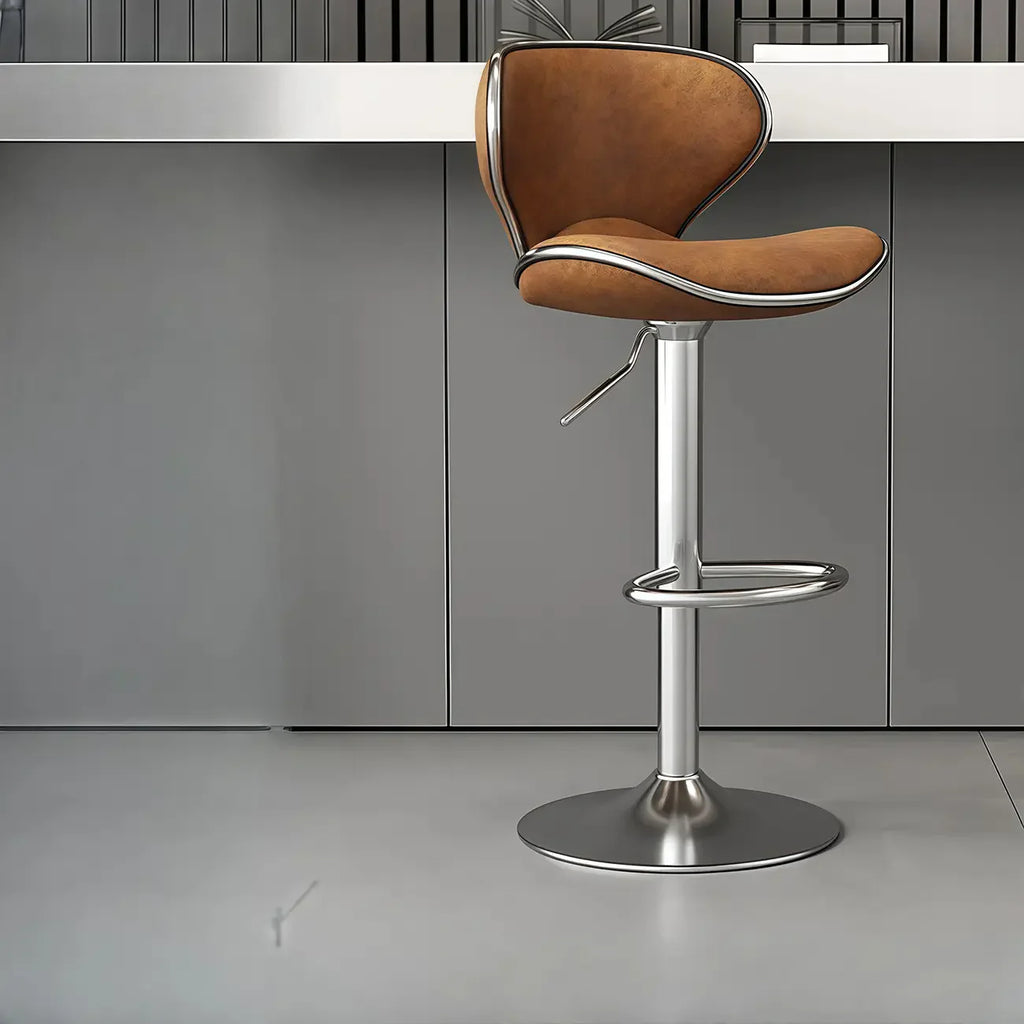 Tabouret de bar pivotant réglable en cuir rembourré