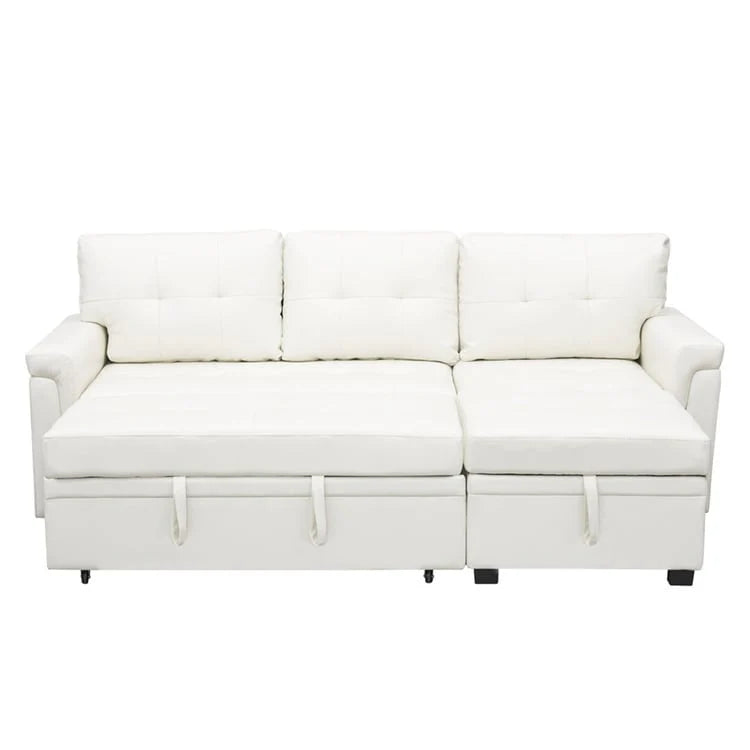 Canapé d'angle réversible convertible avec lit gigogne, méridienne avec rangement dissimulé et pieds durables