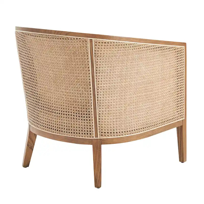 Fauteuil d'appoint en lin Tillman avec rotin