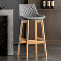 Tabourets de bar en similicuir style Mid-Century Modern avec pieds en bois