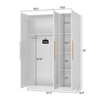 Armoire Penderie en Bois avec 6 Cubes de Rangement et Tringle Suspendue