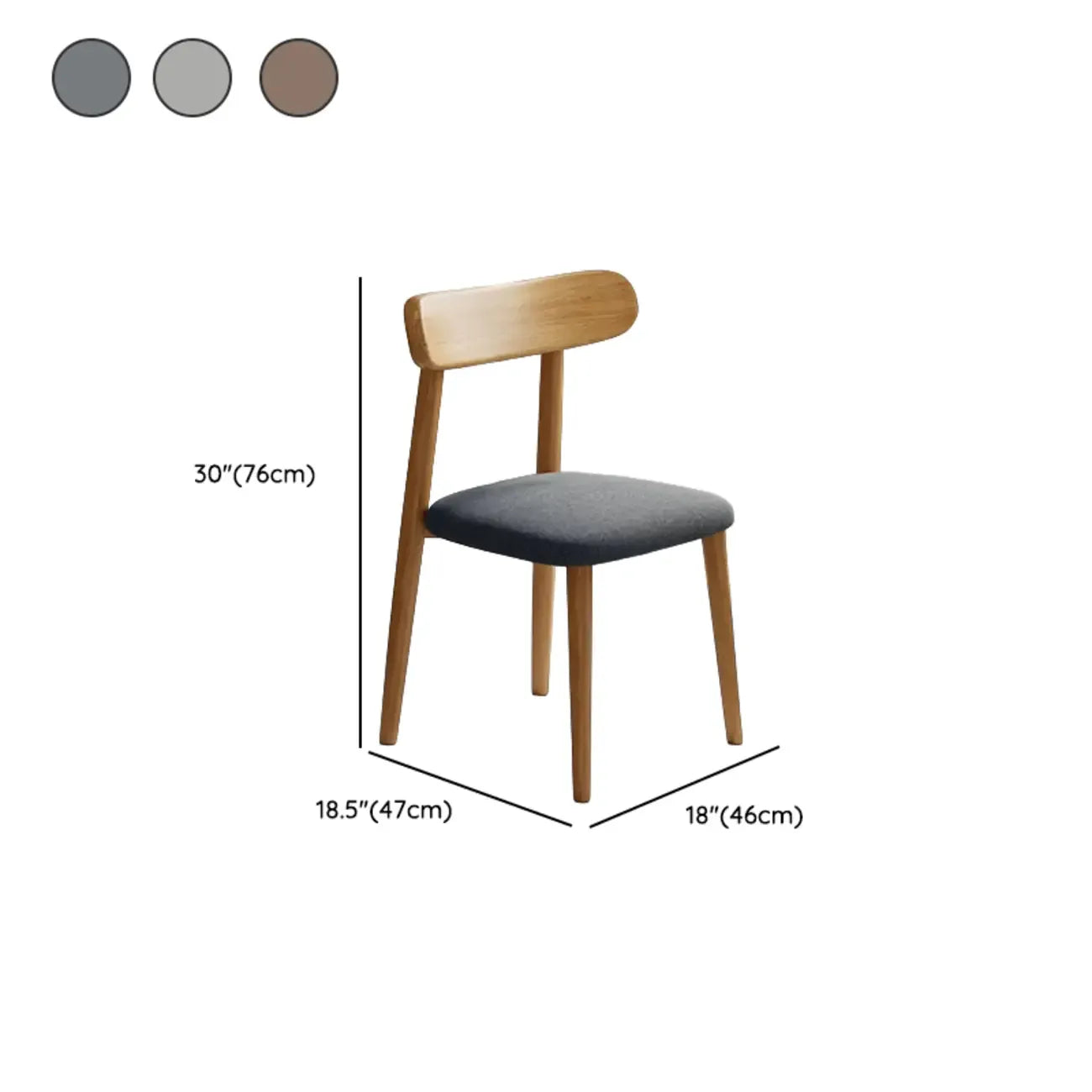 Chaise de salle à manger moderne en cuir sans accoudoirs avec dossier bas