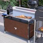 Desserte de barbecue d'extérieur avec plateau en acier inoxydable (tabouret non inclus)