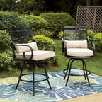 Lot de 4 tabourets de bar pivotants en métal avec coussins pour l'extérieur