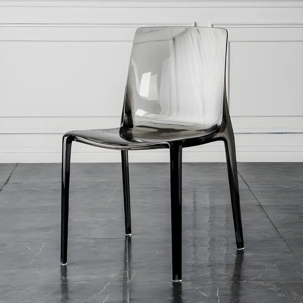 Chaise de salle à manger en acrylique ambré sans accoudoirs et à dossier bas