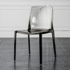 Chaise de salle à manger en acrylique ambré sans accoudoirs et à dossier bas