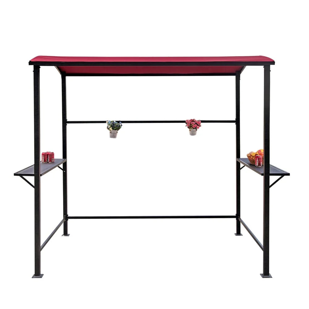 Abri barbecue/pergola de gril à structure en acier de 1,5 m x 2,4 m pour l'extérieur