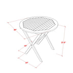 East West Furniture Ensemble Bistro de Conversation d'Extérieur avec Table Basse Ronde en Bois et 2 Chaises Pliantes, Huile Naturelle