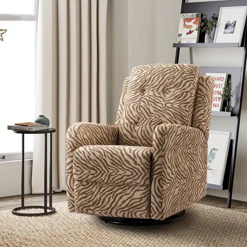 Fauteuil inclinable pivotant manuel Arlette contemporain à fleurs avec dossier capitonné