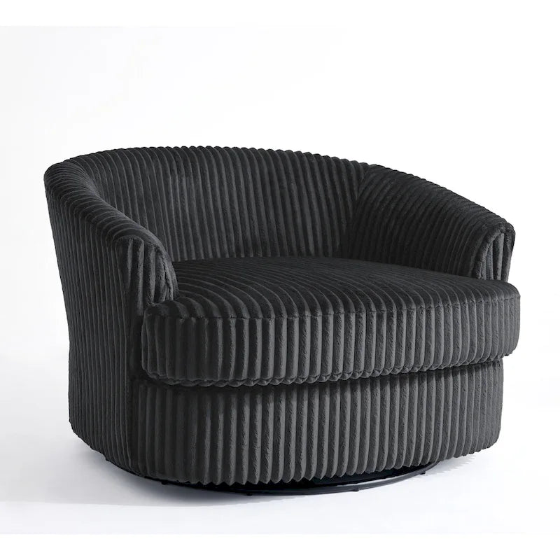 Lot de 2 fauteuils pivotants ronds surdimensionnés en velours côtelé moelleux de 43 po avec oreillers