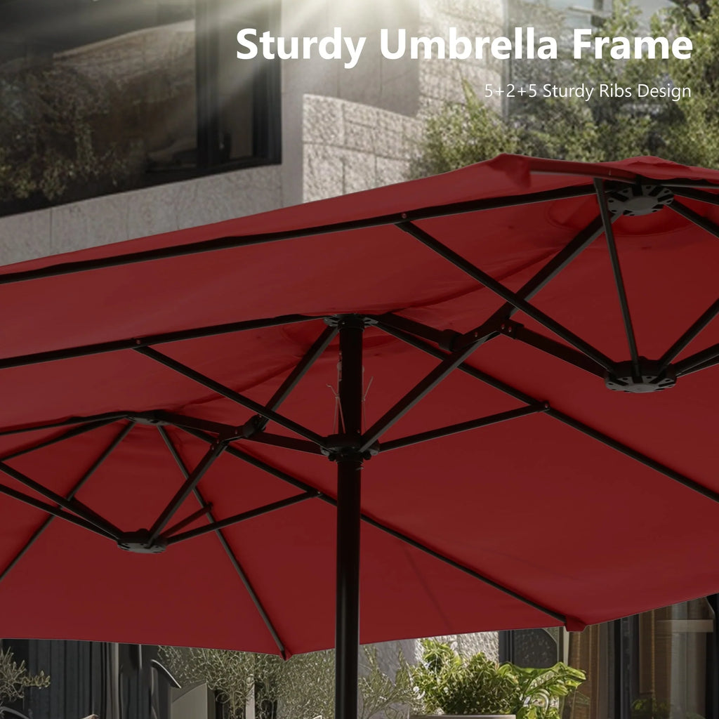 MAISON ARTS Parasol double de 4,5 m pour terrasse, grande taille, avec pied inclus