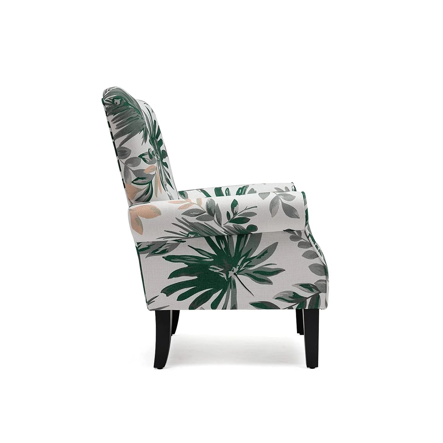Fauteuil d'appoint moderne Erommy, fauteuil à dossier haut, canapé individuel en tissu capitonné avec pieds en bois pour salon