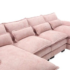 Canapé sectionnel Cloud pour salon, canapé moderne en chenille/bouclette en forme de U, canapé-lit modulaire confortable avec double méridienne