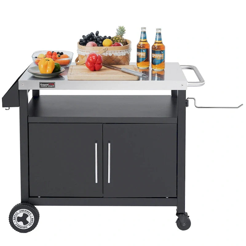 Table de préparation pour barbecue Royal Gourmet avec chariot de cuisine mobile et rangement