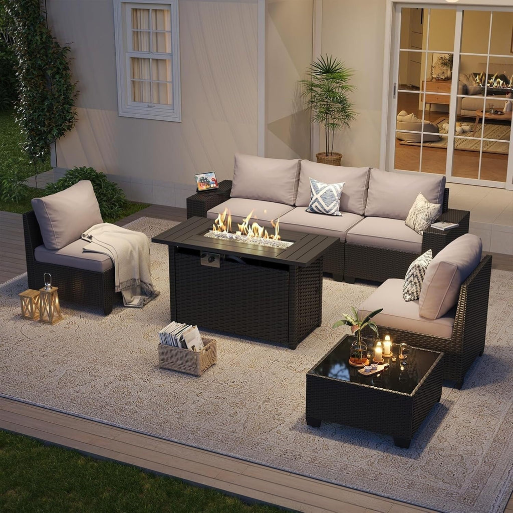 Ensembles de meubles de patio extérieurs avec coussin épais de 10 cm