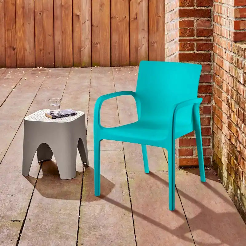 Chaise de salle à manger empilable avec accoudoirs Alissa, en résine, tout temps, lot de 2