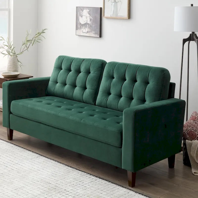 Canapé Brookside Brynn 76 po. avec accoudoirs carrés en similicuir/velours/tissu