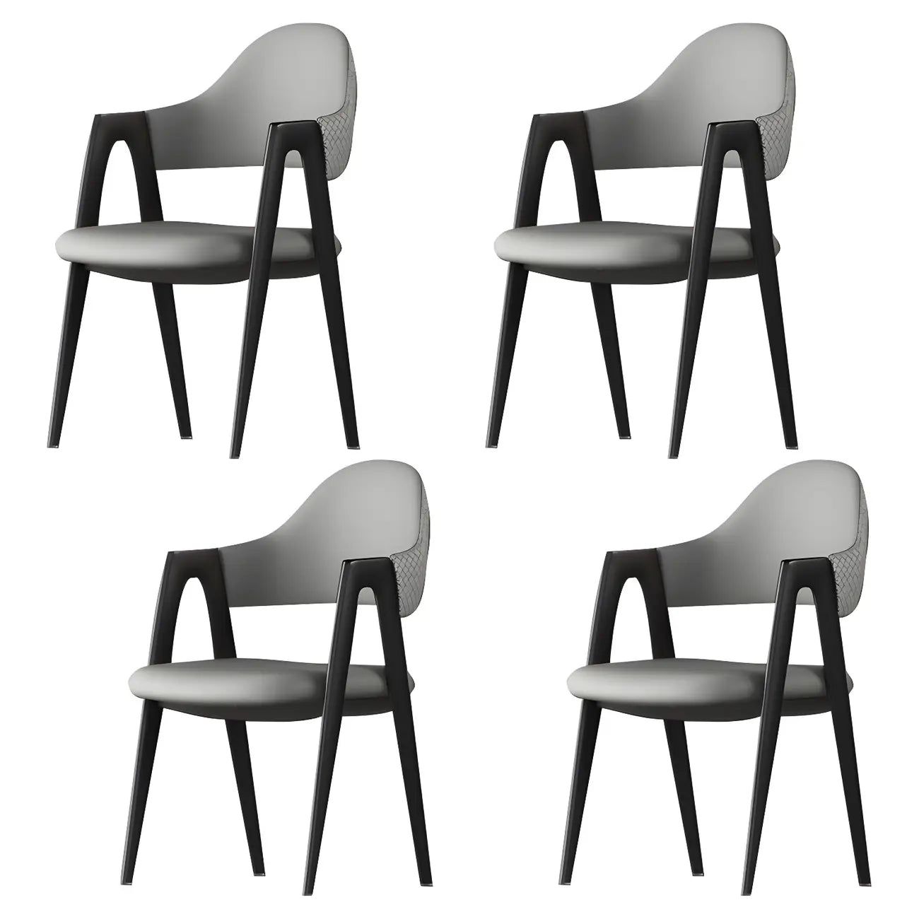 Chaise de salle à manger en cuir moderne avec dossier incurvé et ouvert