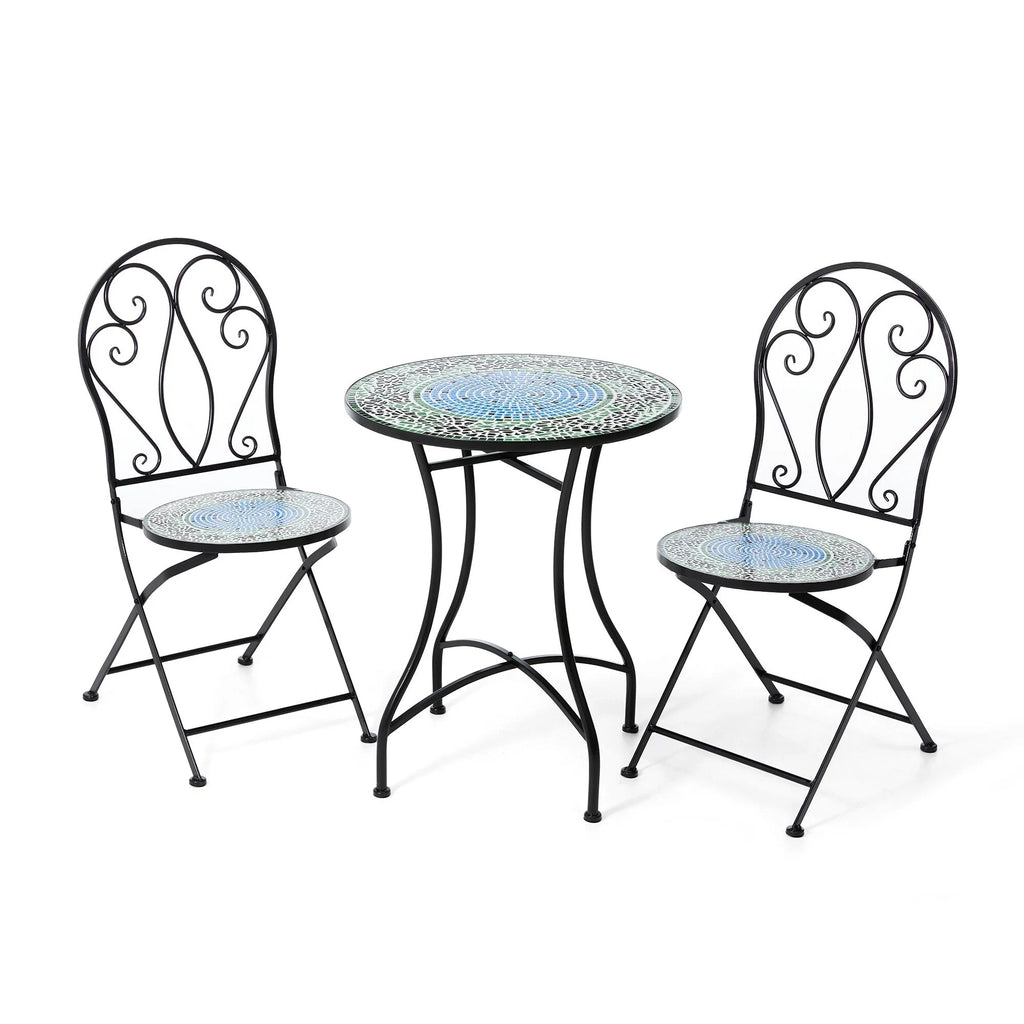 Ensemble bistrot pliant en métal Glitzhome pour extérieur, 3 pièces, table et chaises de patio
