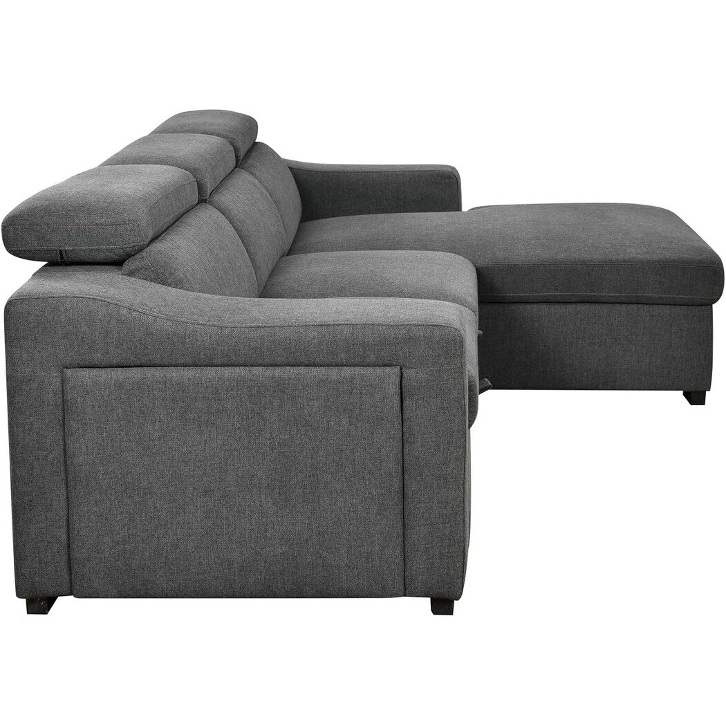 Roomfitters 103 Canapé sectionnel convertible avec méridienne de rangement, appuie-têtes réglables, canapé d'angle en L, gris foncé