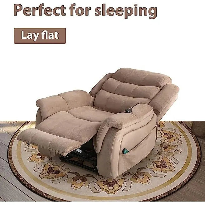 Fauteuil inclinable électrique releveur pour personnes âgées avec massage et fonction chauffante (inclinaison à plat)