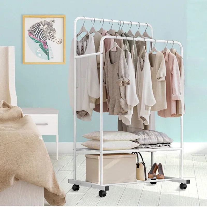 Étagère en Métal avec Roues pour Vêtements