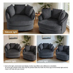Lot de 2 fauteuils pivotants ronds surdimensionnés en velours côtelé moelleux de 43 po avec oreillers